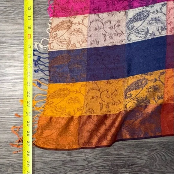 Colorful Patchwork Pashmina Shawls with Fringe - Picture 5 of 5